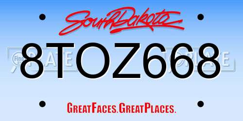 8TOZ668 South Dakota License Plate
