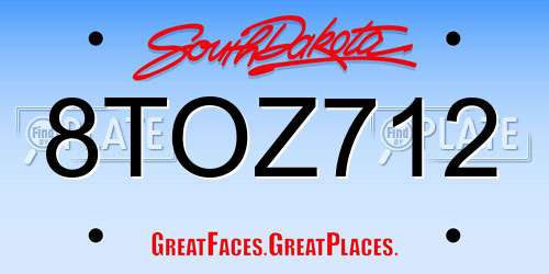 8TOZ712 South Dakota License Plate