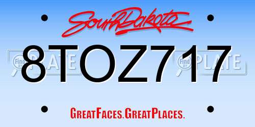 8TOZ717 South Dakota License Plate