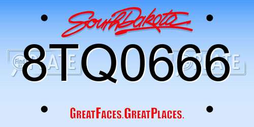8TQ0666 South Dakota License Plate
