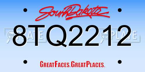 8TQ2212 South Dakota License Plate
