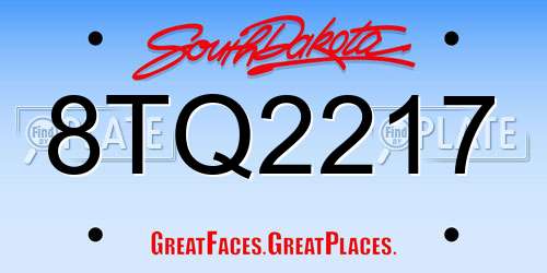 8TQ2217 South Dakota License Plate