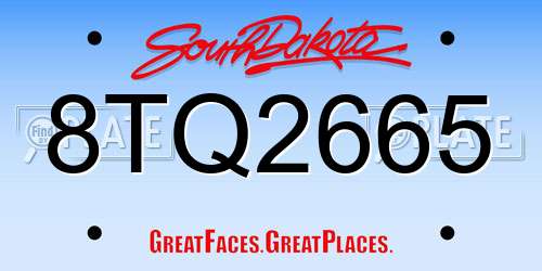 8TQ2665 South Dakota License Plate