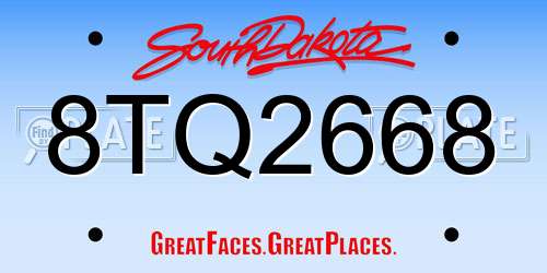 8TQ2668 South Dakota License Plate
