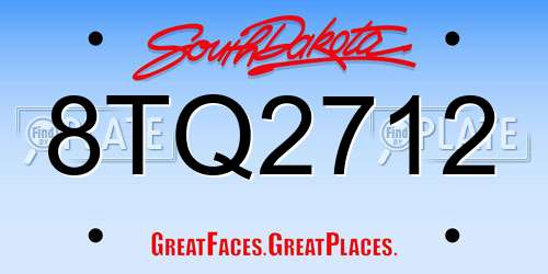 8TQ2712 South Dakota License Plate
