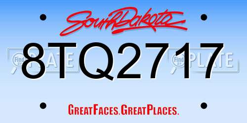 8TQ2717 South Dakota License Plate