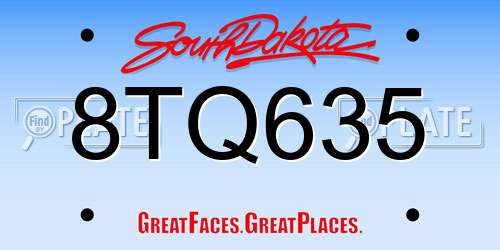 8TQ635 South Dakota License Plate