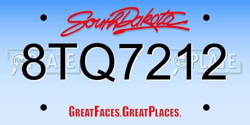 8TQ7212 South Dakota License Plate
