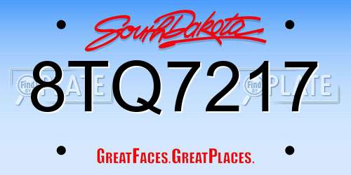 8TQ7217 South Dakota License Plate