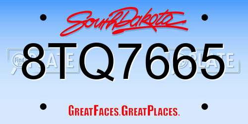 8TQ7665 South Dakota License Plate