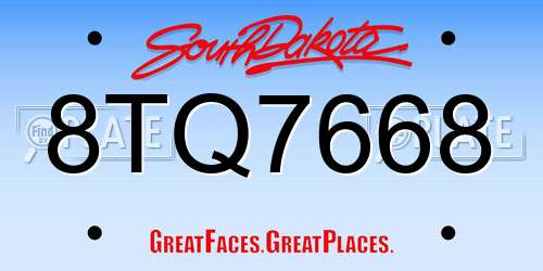 8TQ7668 South Dakota License Plate