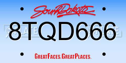 8TQD666 South Dakota License Plate
