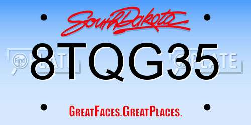 8TQG35 South Dakota License Plate