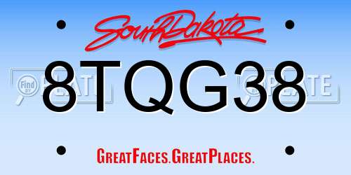 8TQG38 South Dakota License Plate