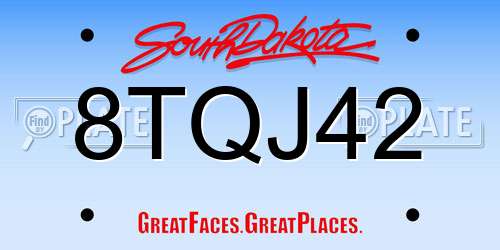 8TQJ42 South Dakota License Plate