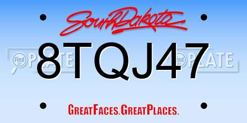 8TQJ47 South Dakota License Plate
