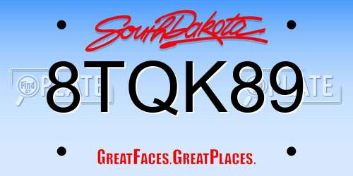 8TQK89 South Dakota License Plate