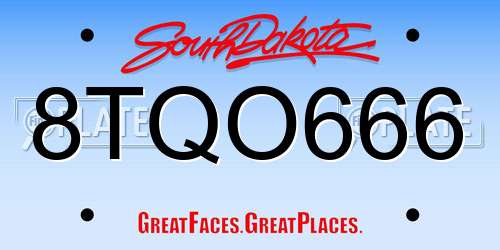 8TQO666 South Dakota License Plate