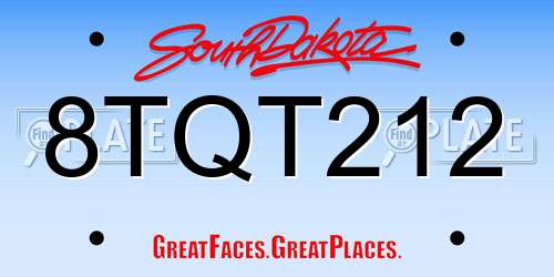 8TQT212 South Dakota License Plate