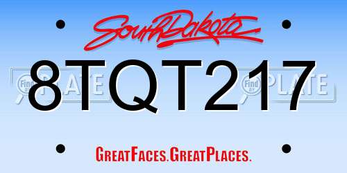 8TQT217 South Dakota License Plate