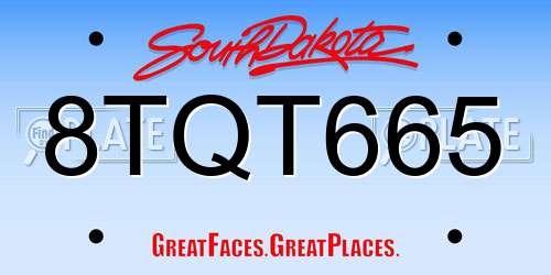 8TQT665 South Dakota License Plate