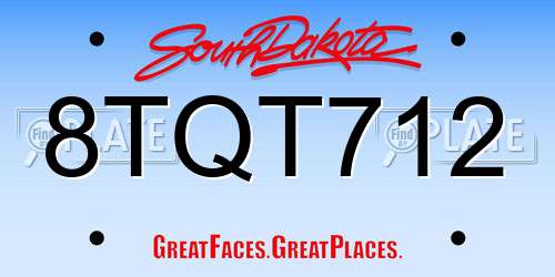 8TQT712 South Dakota License Plate