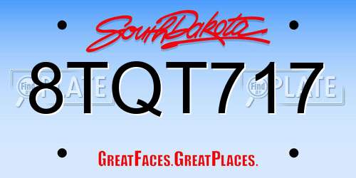 8TQT717 South Dakota License Plate