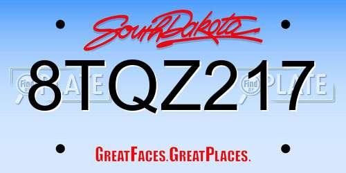 8TQZ217 South Dakota License Plate