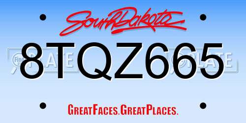 8TQZ665 South Dakota License Plate