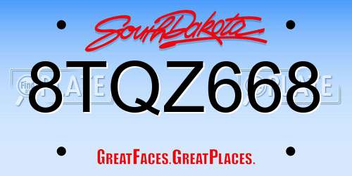 8TQZ668 South Dakota License Plate