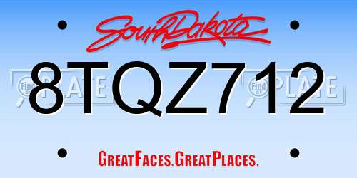 8TQZ712 South Dakota License Plate
