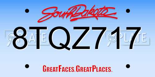 8TQZ717 South Dakota License Plate