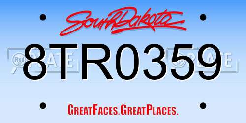 8TR0359 South Dakota License Plate