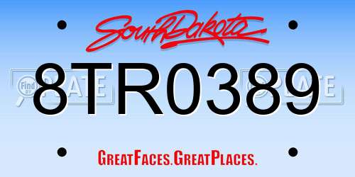 8TR0389 South Dakota License Plate