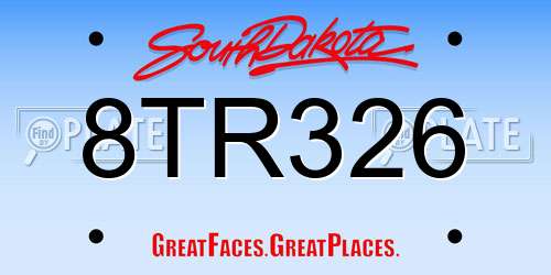 8TR326 South Dakota License Plate