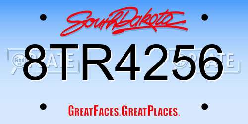 8TR4256 South Dakota License Plate