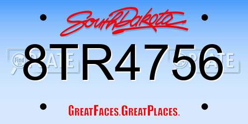 8TR4756 South Dakota License Plate