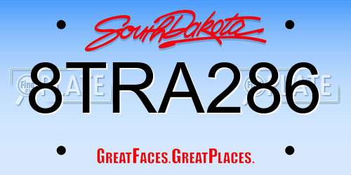 8TRA286 South Dakota License Plate