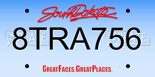 8TRA756 South Dakota License Plate