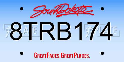 8TRB174 South Dakota License Plate
