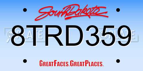 8TRD359 South Dakota License Plate