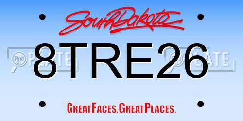 8TRE26 South Dakota License Plate