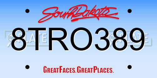 8TRO389 South Dakota License Plate
