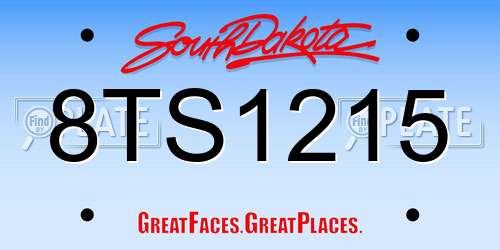 8TS1215 South Dakota License Plate