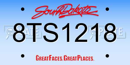 8TS1218 South Dakota License Plate
