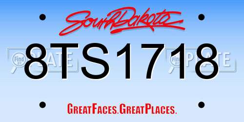 8TS1718 South Dakota License Plate