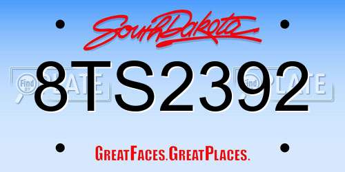 8TS2392 South Dakota License Plate