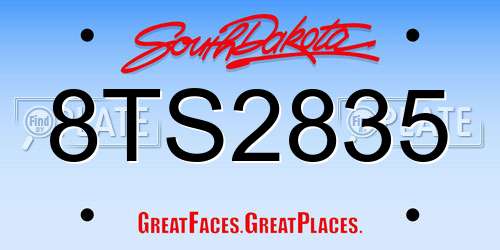 8TS2835 South Dakota License Plate