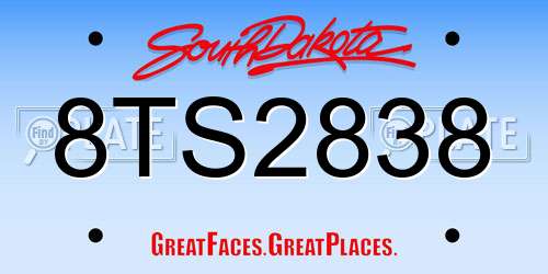 8TS2838 South Dakota License Plate