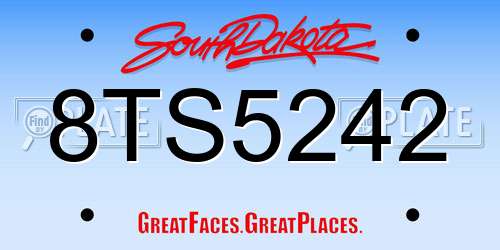 8TS5242 South Dakota License Plate